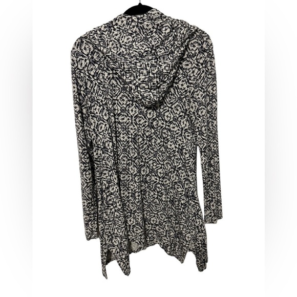 Blue Saks Fifth Avenue Draped Hooded Tunic Sweater Black and Gray with Pockets M - Picture 4 of 10